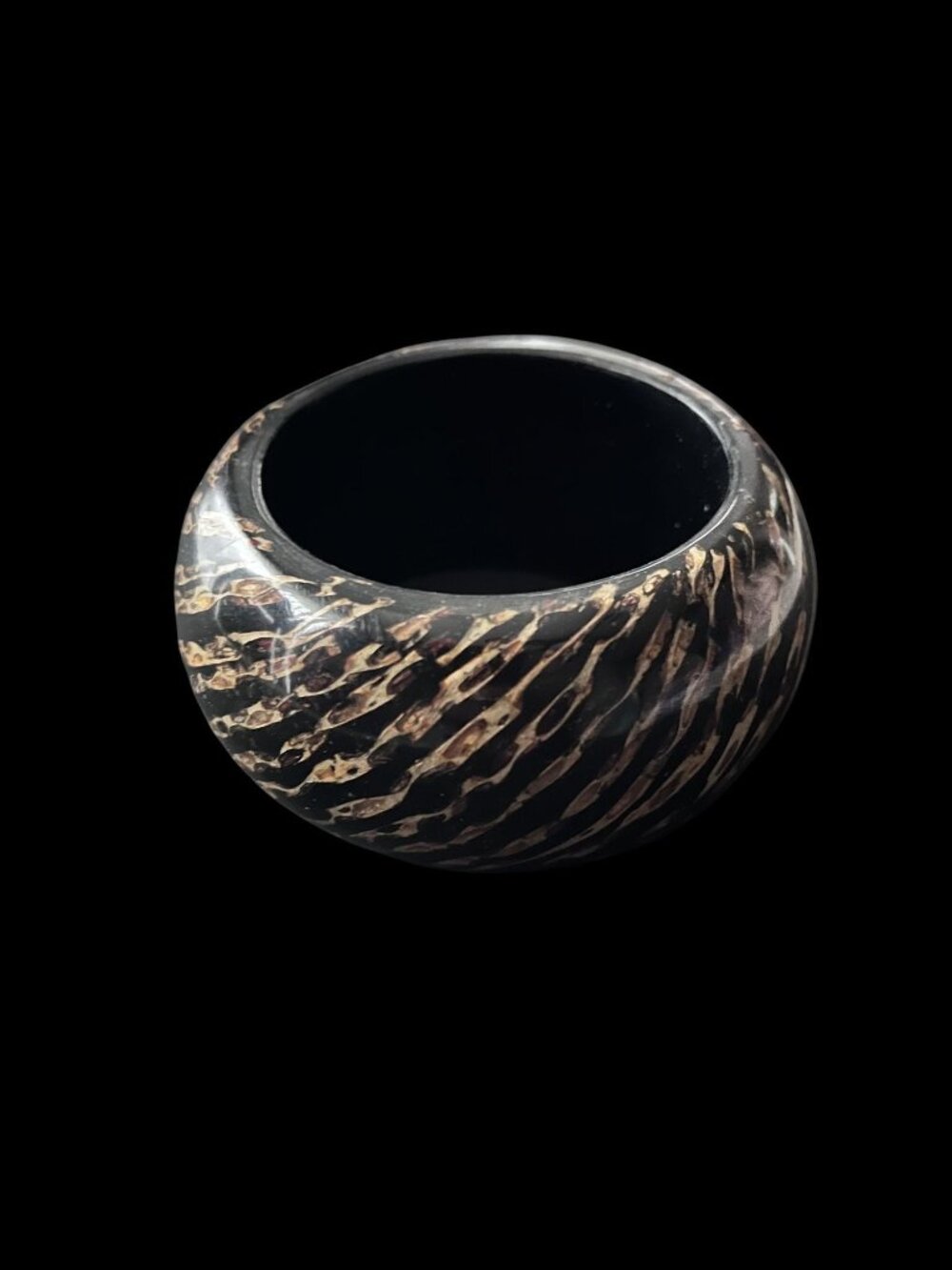 Vintage Women's Black and Brown Animal Print Chunky Bangle